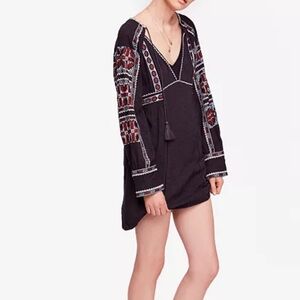 Free People Embroidered Smocked Dress Size Small